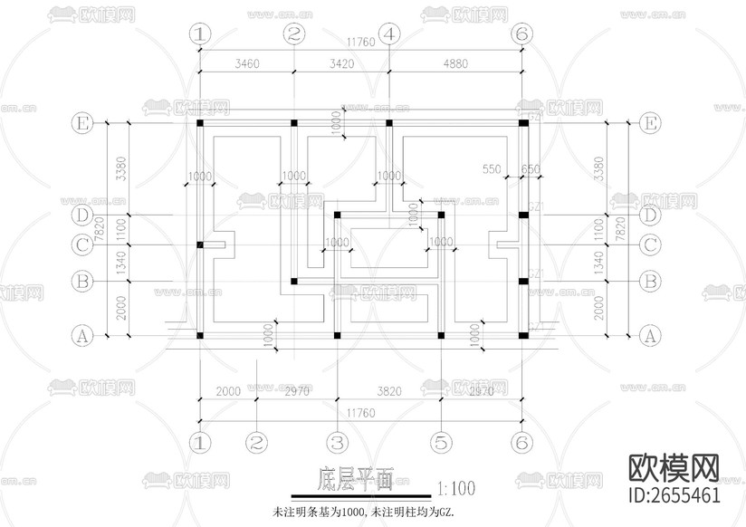 公園公廁建筑結(jié)構(gòu)cad施工圖下載(渲染圖5)