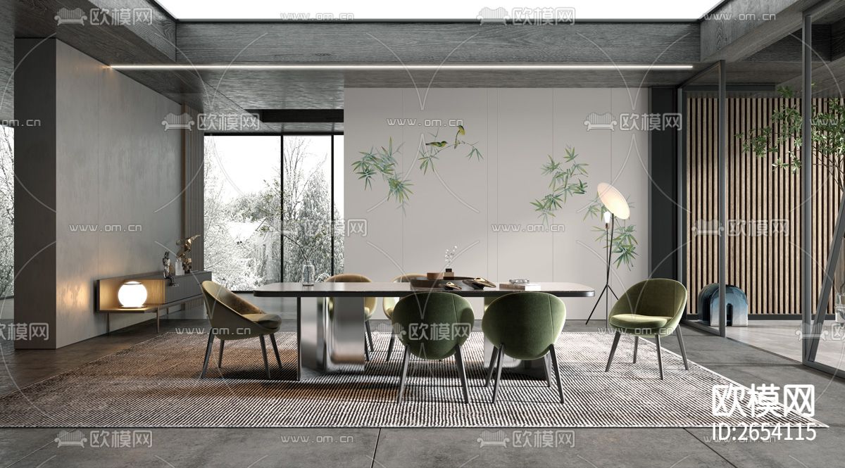 新中式 竹子壁画下载（渲染图4）