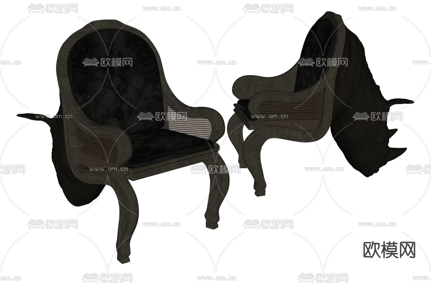 后现代单人沙发su模型下载（渲染图2）