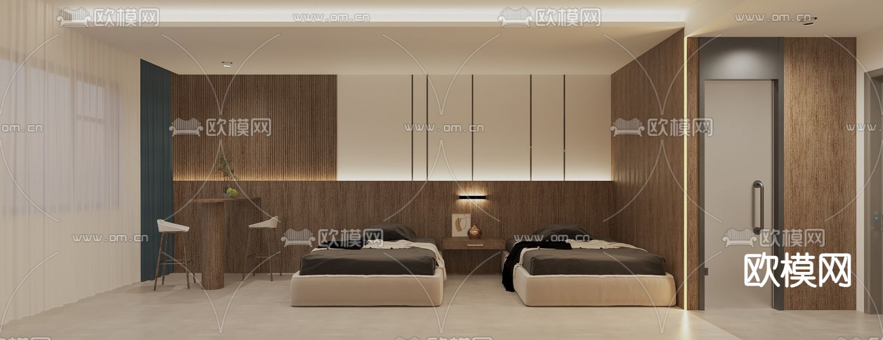 电竞酒店客房su模型下载（渲染图1）