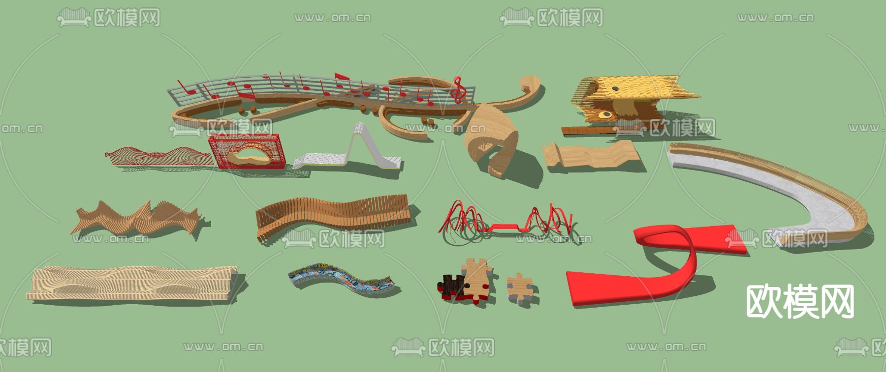 现代树池 景观座椅su模型下载（渲染图2）