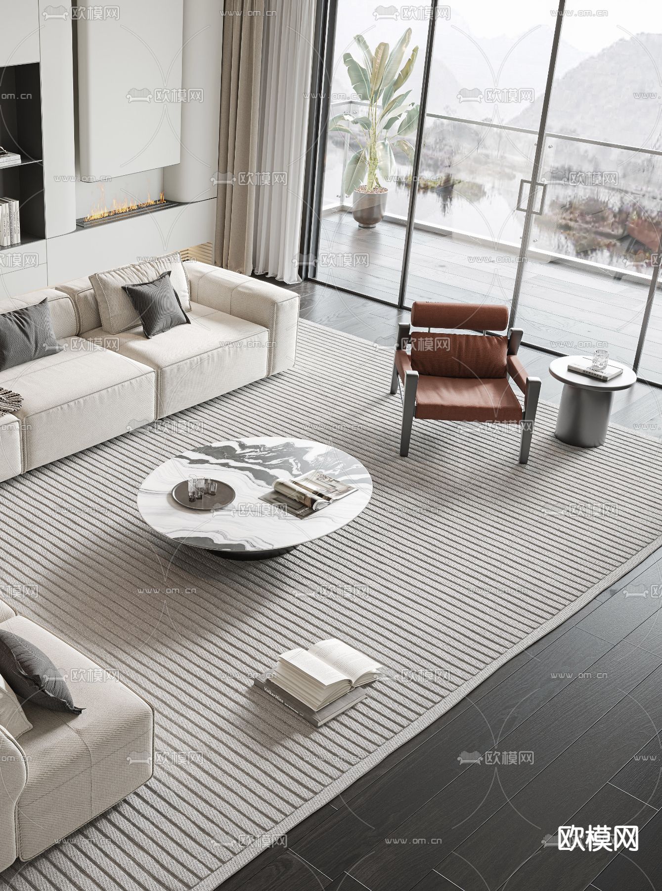 现代组合沙发3d模型下载（渲染图3）