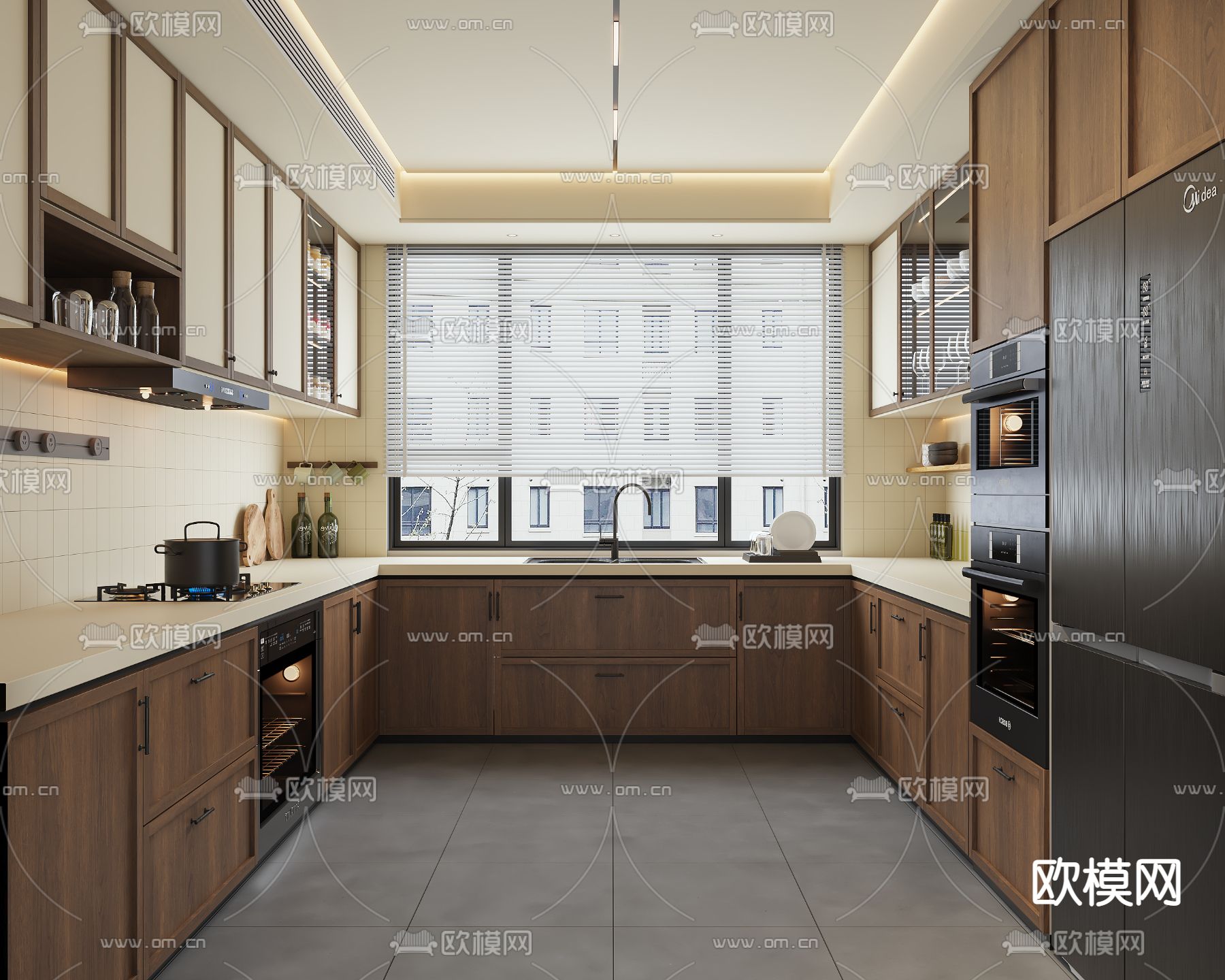 侘寂风厨房su模型下载（渲染图1）