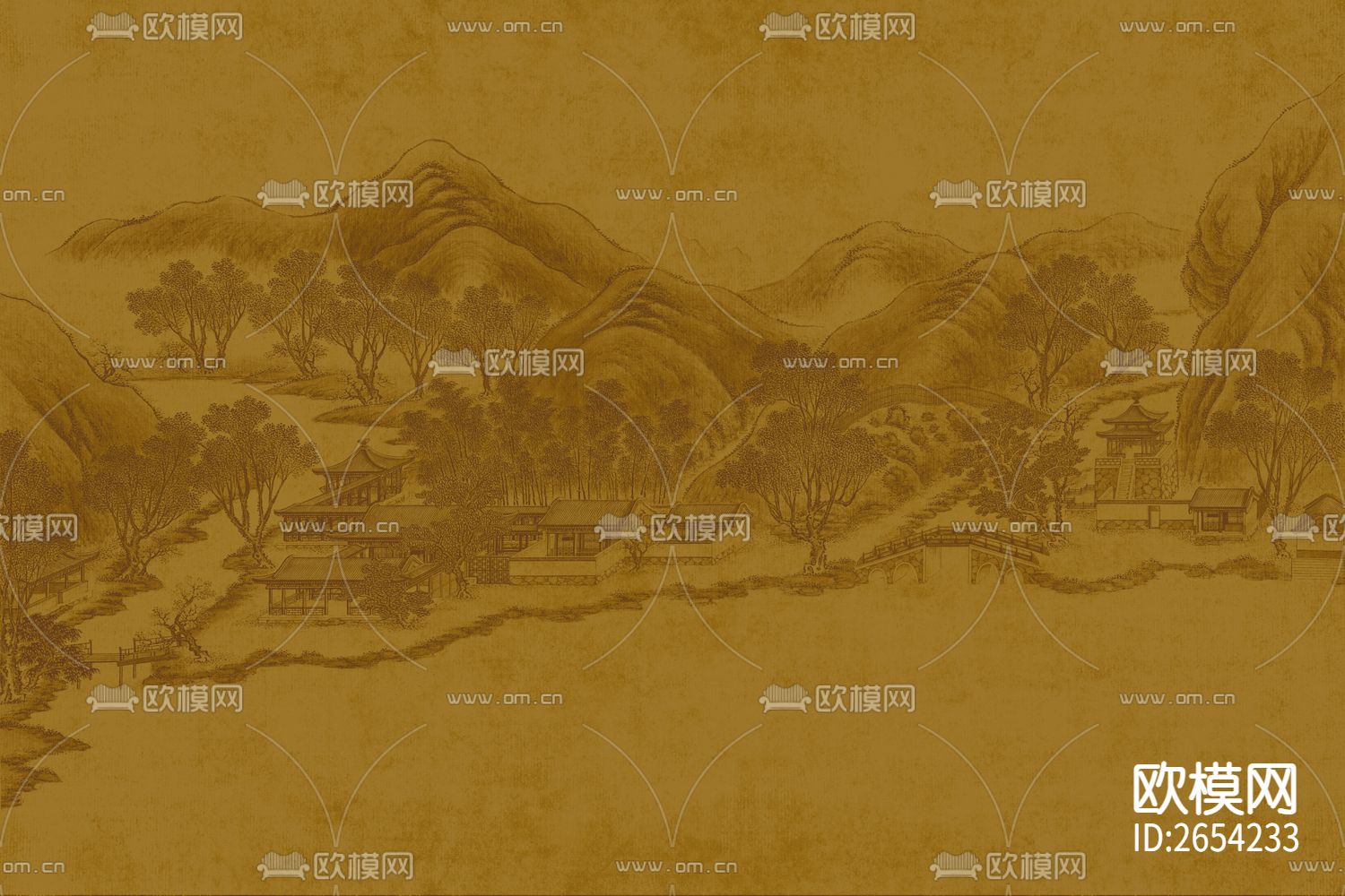 新中式山水壁纸下载（渲染图2）