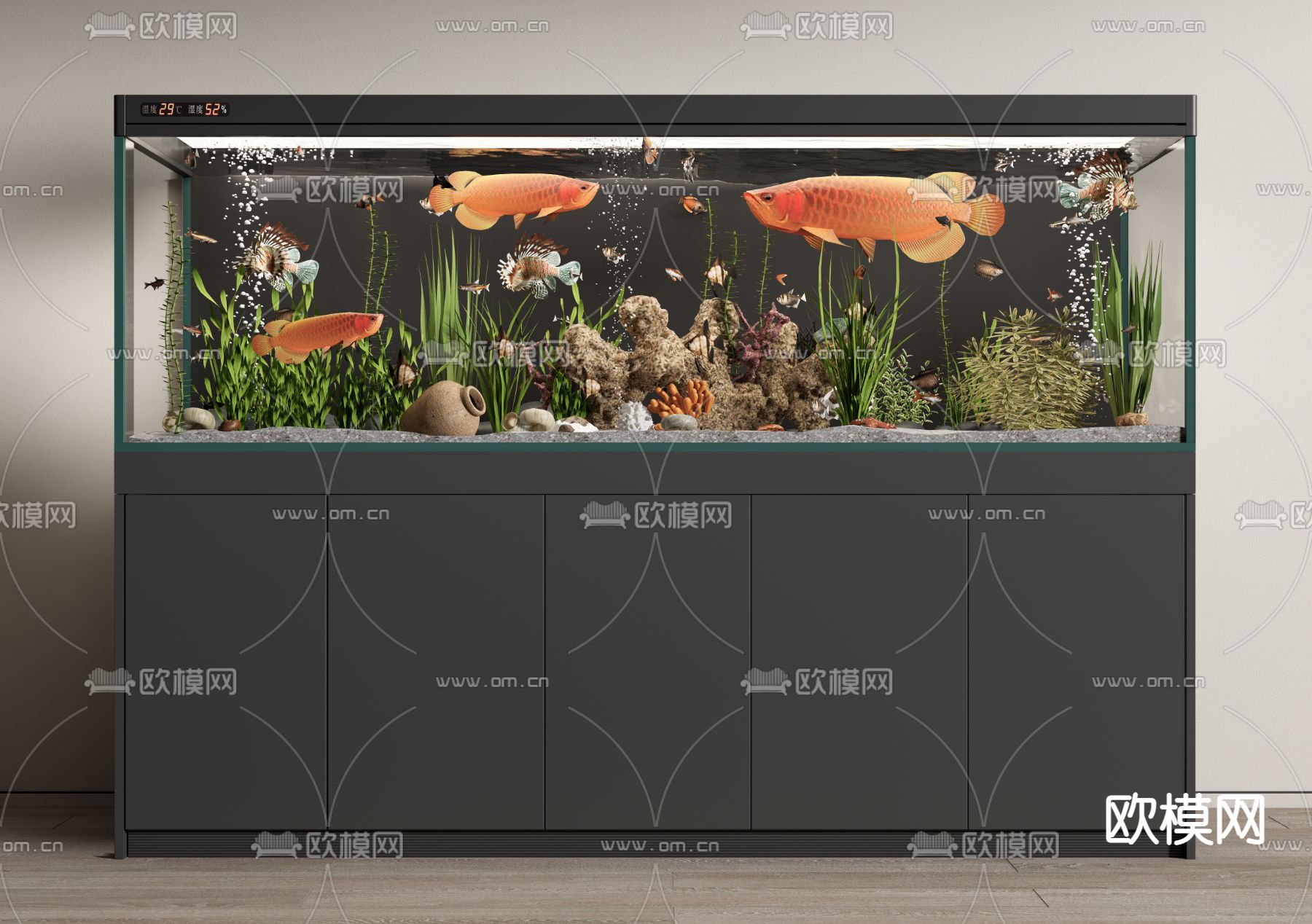 现代鱼缸 水族箱su模型