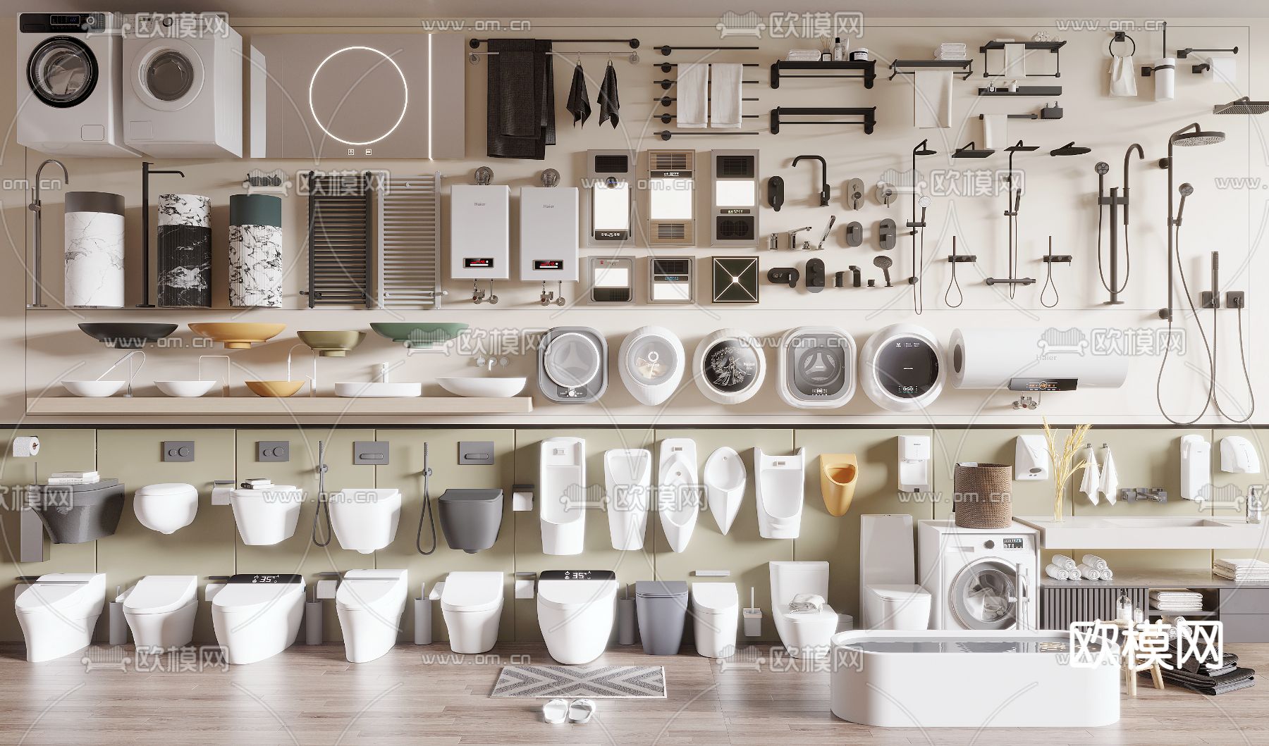 马桶 小便斗 毛巾架 热水器 花洒 洁具3d模型下载