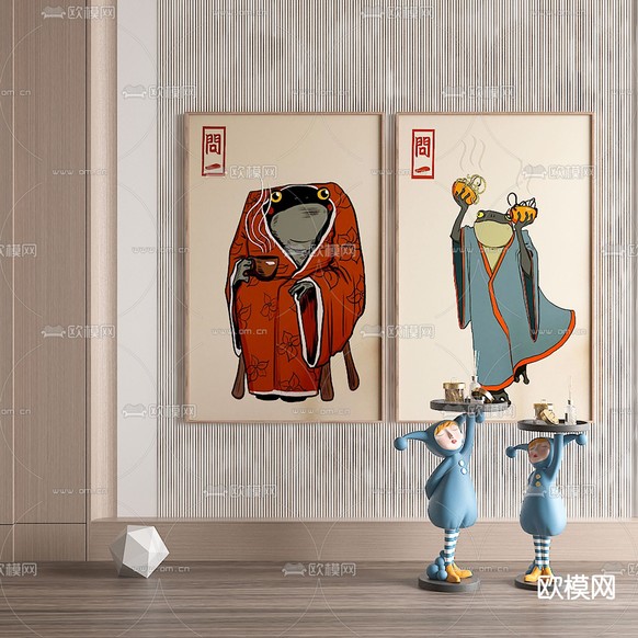 北欧装饰画 油画3d模型下载