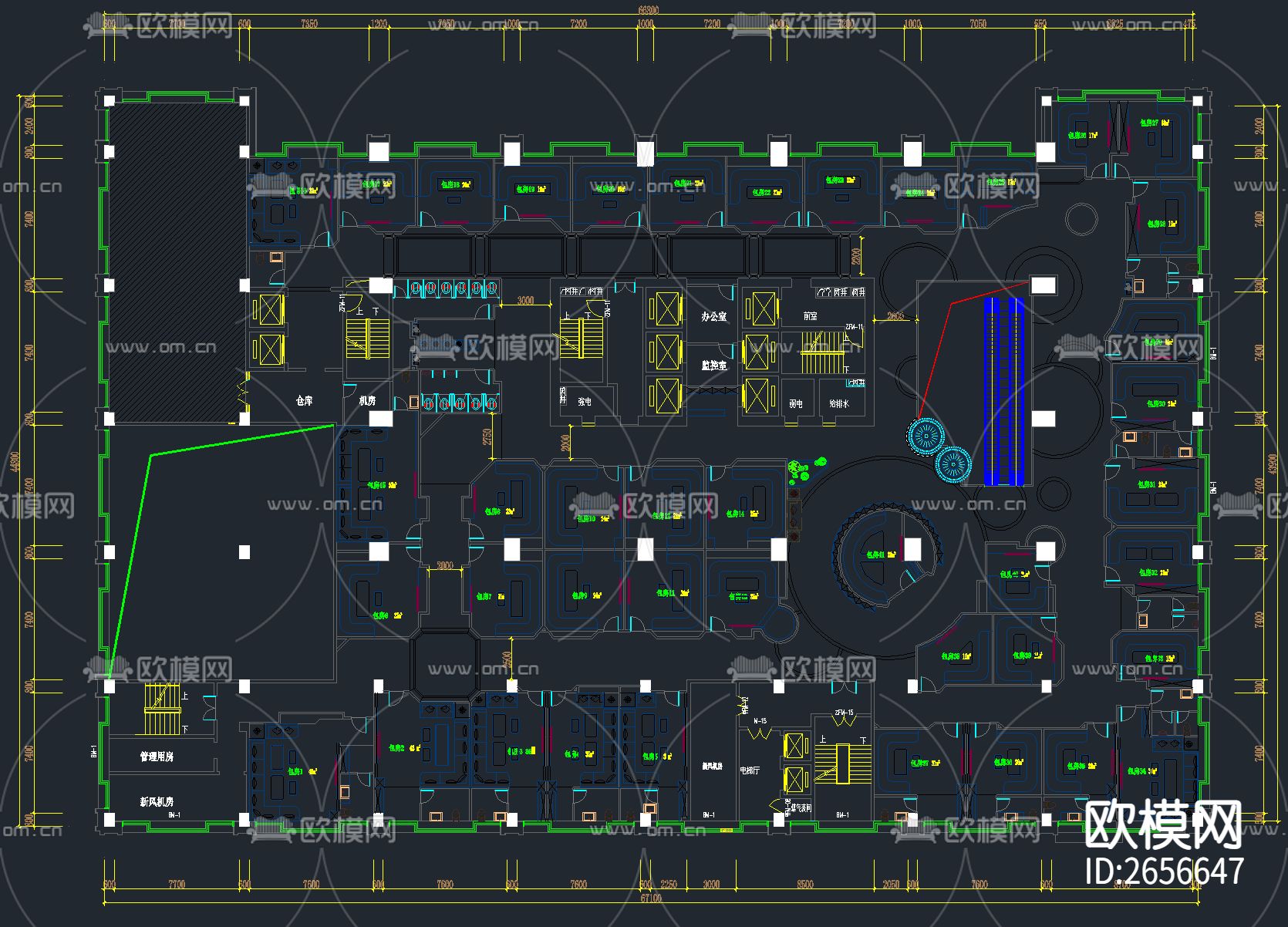 KTV 酒吧 夜店cad施工图下载（渲染图6）