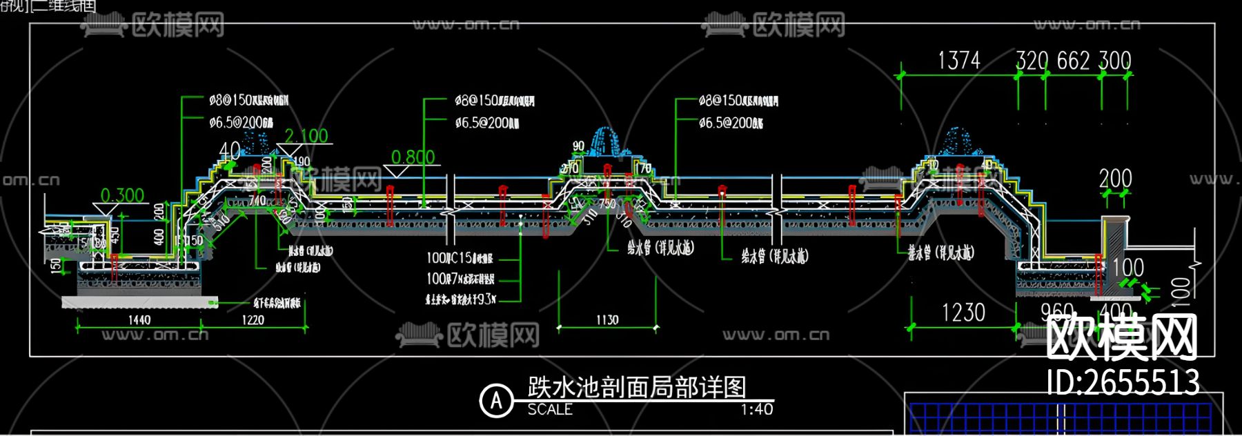 景观水池cad施工图下载（渲染图3）