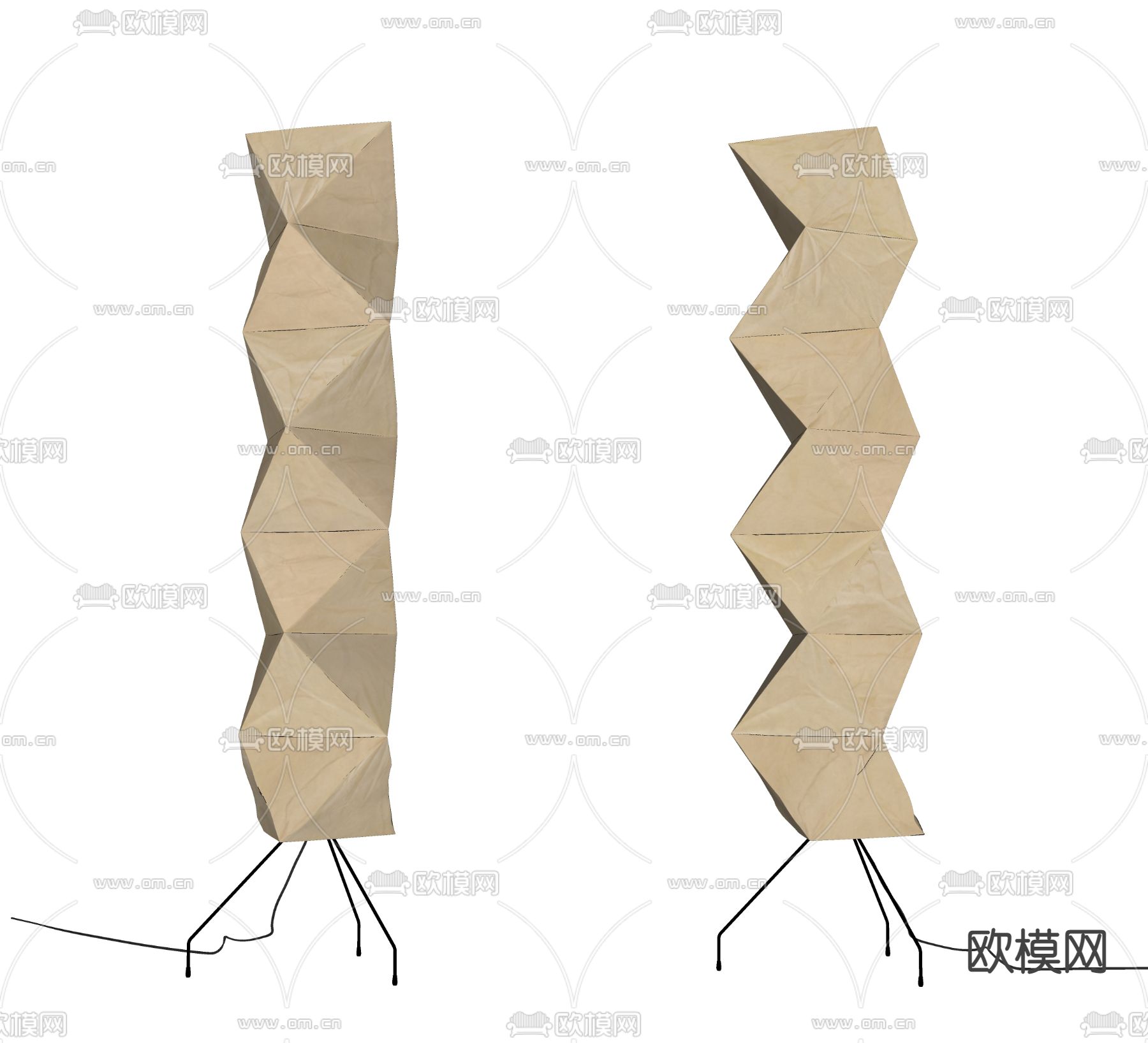 日式和纸落地灯su模型下载（渲染图2）