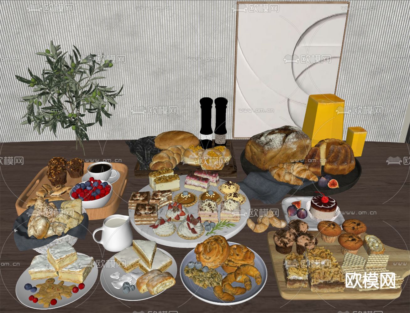 面包 西点 蛋糕 果汁su模型下载（渲染图2）