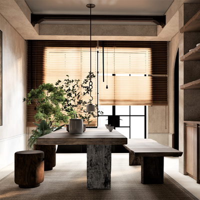 新中式茶室su模型