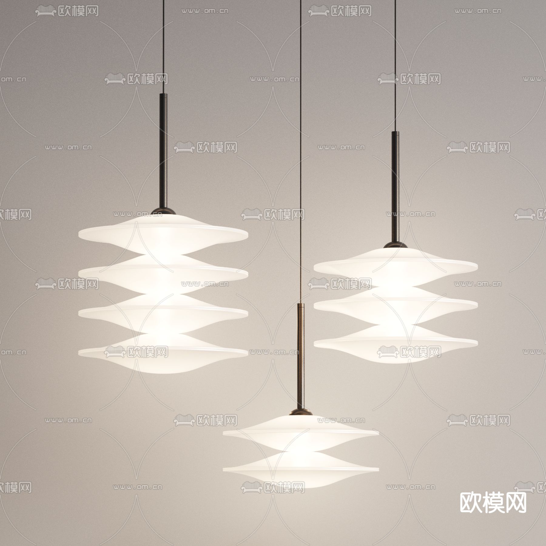 新中式吊灯3d模型下载