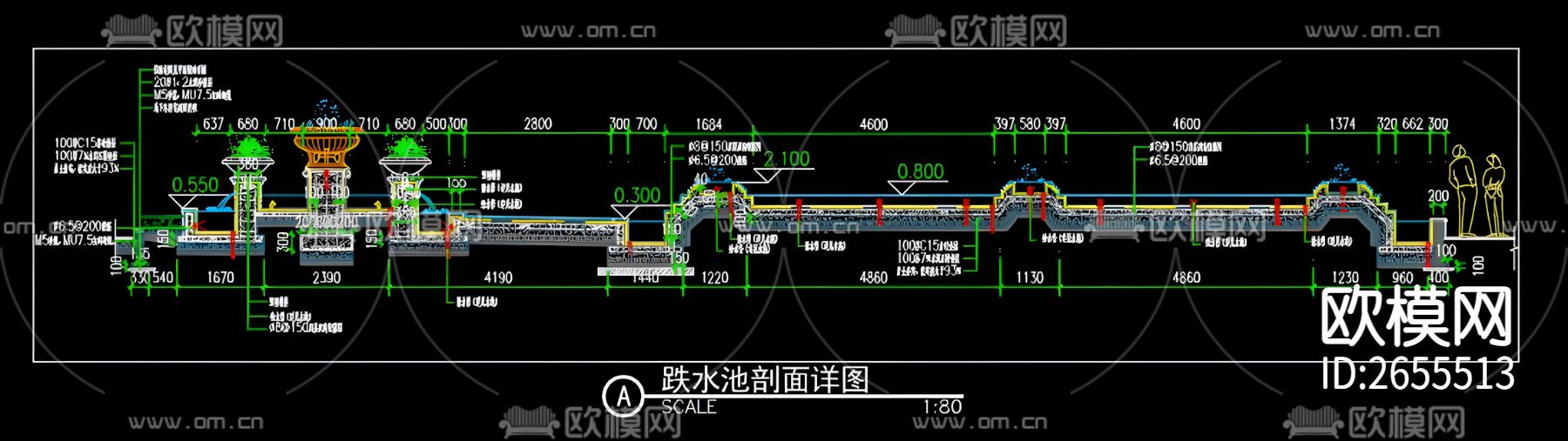 景观水池cad施工图下载（渲染图2）