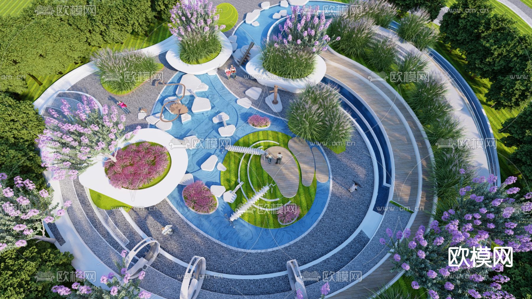 儿童乐园  游乐器材su模型下载（渲染图2）