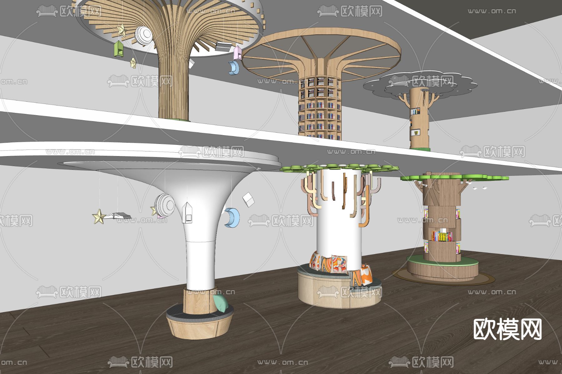 现代异形创意柱子su模型下载（渲染图2）