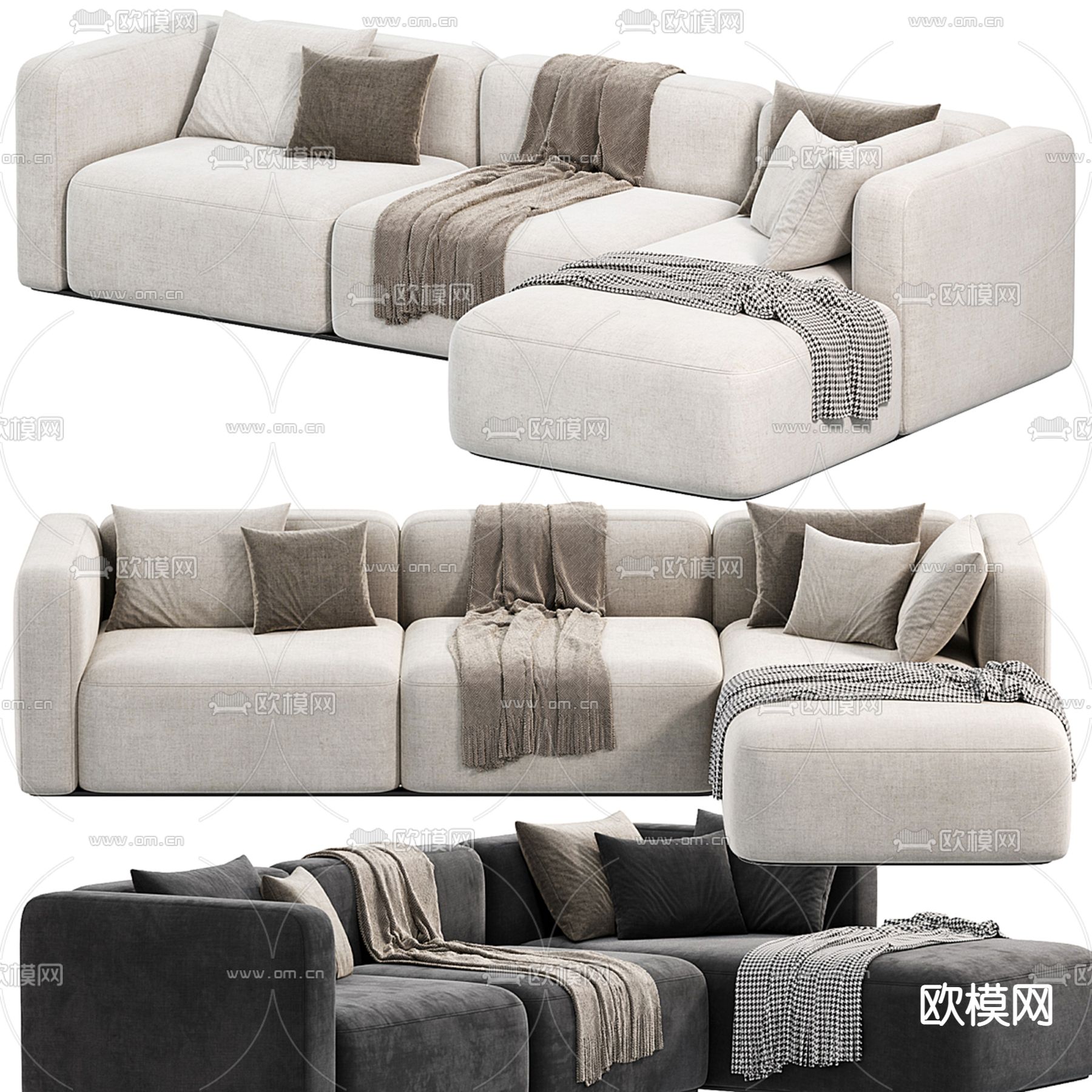 Poliform  转角沙发 多人沙发3d模型下载（渲染图3）