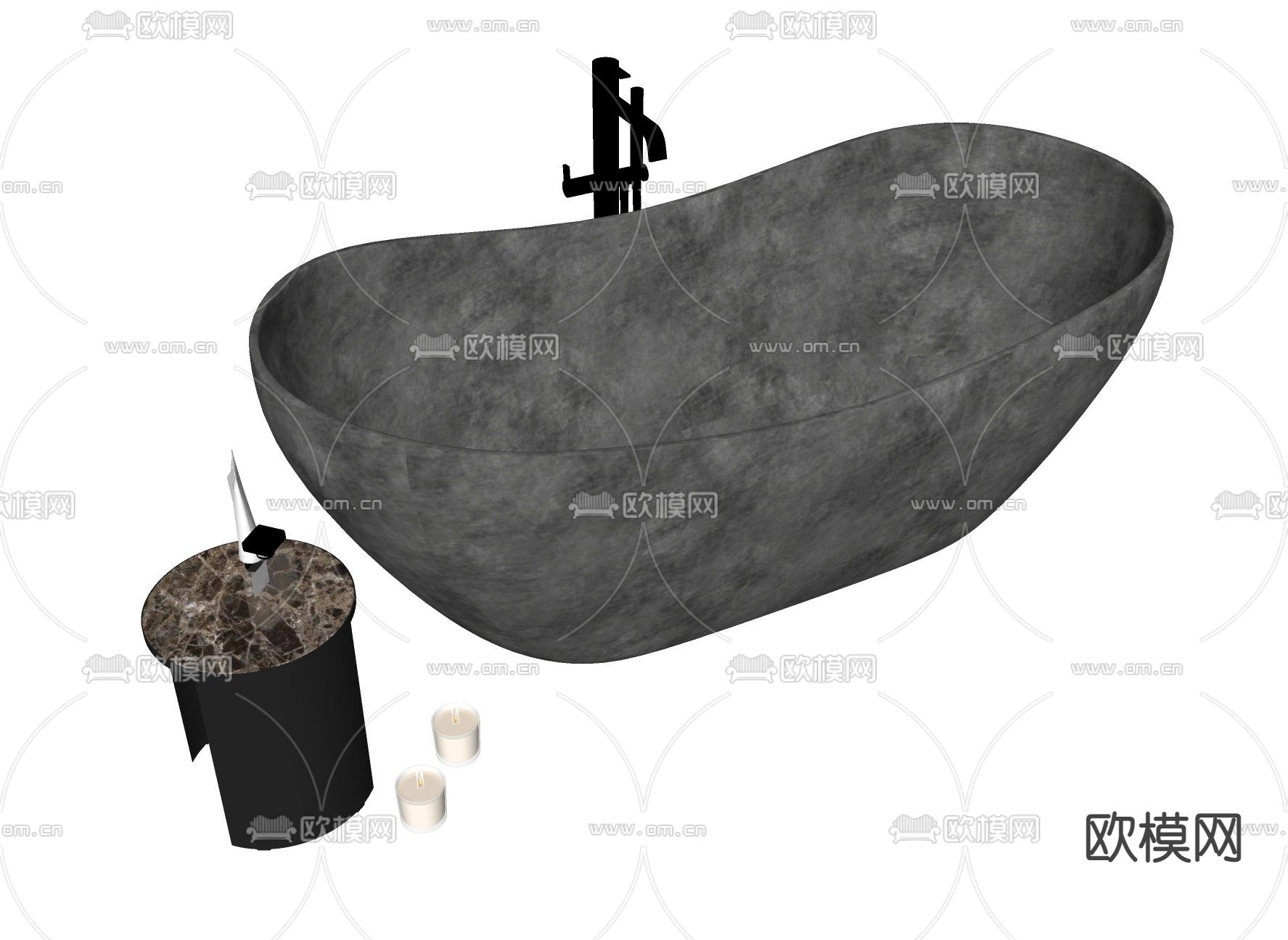 浴缸 浴盆su模型下载（渲染图2）