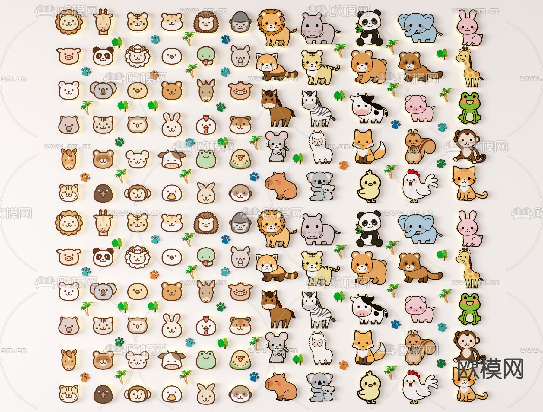 卡通墙饰 动物挂饰3d模型下载