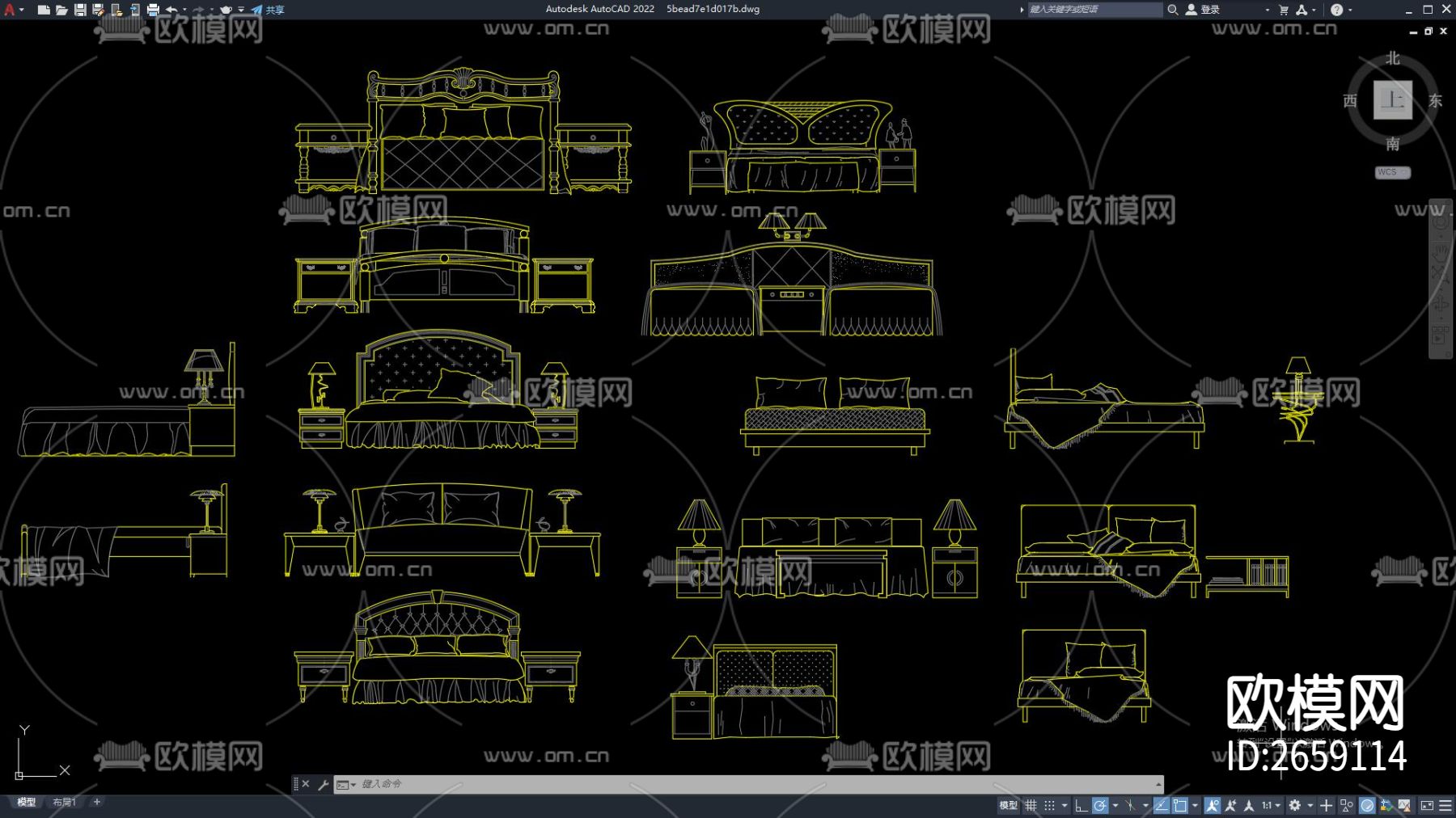 家装床模型CAD图库-免费3dmax模型库-欧模网