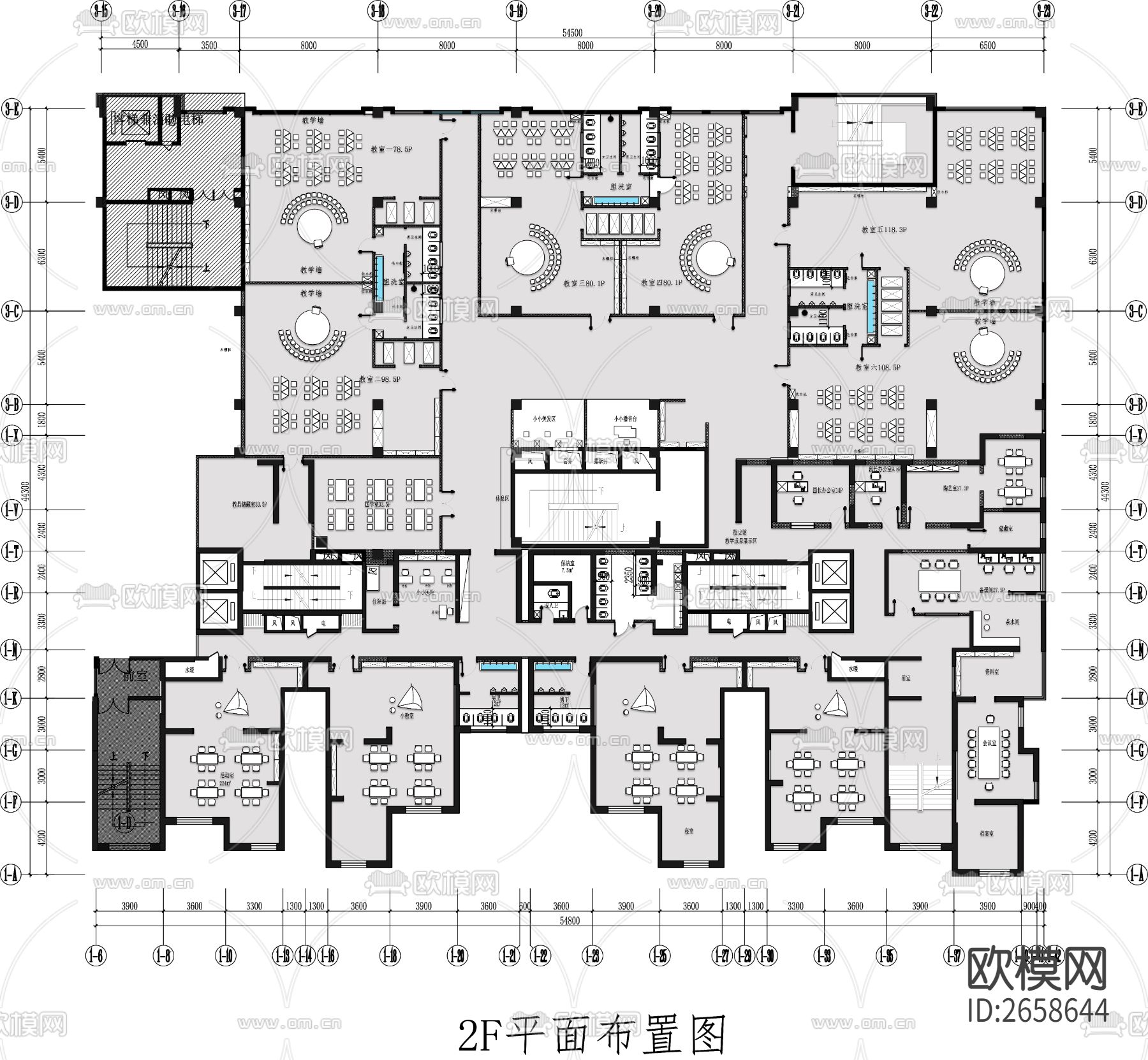 幼儿园平面CAD施工图下载（渲染图1）