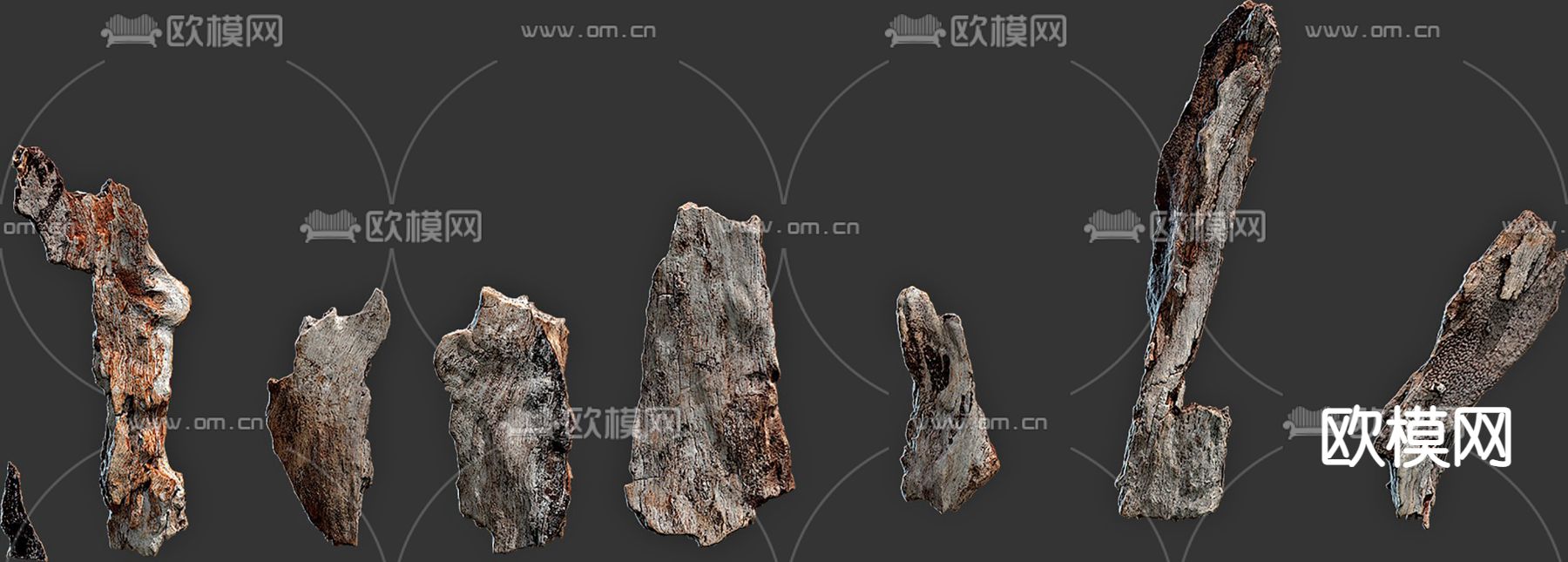 木皮 木头 枯木3d模型下载