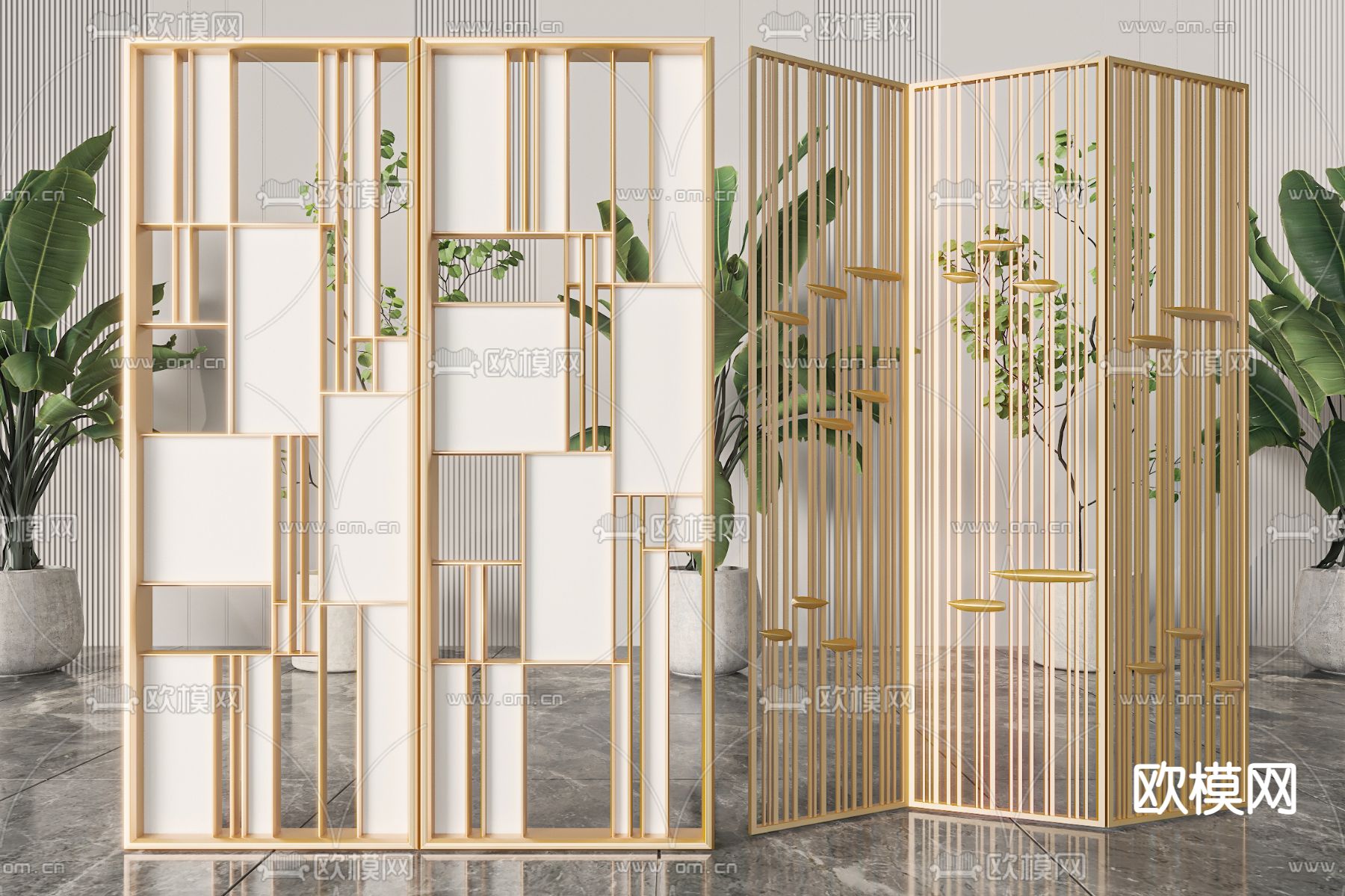 现代屏风 隔断3d模型下载
