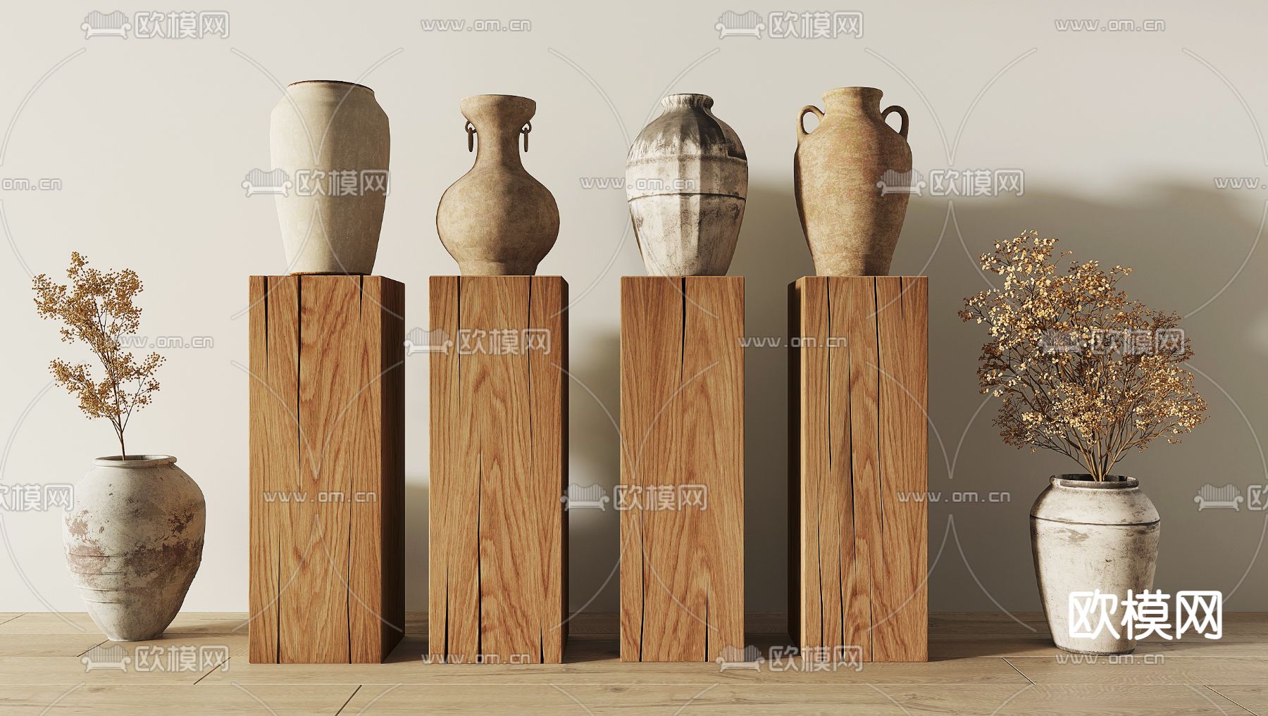 侘寂陶罐 器皿 花瓶3d模型下载