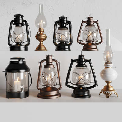  煤油灯 手提灯 马灯su模型 