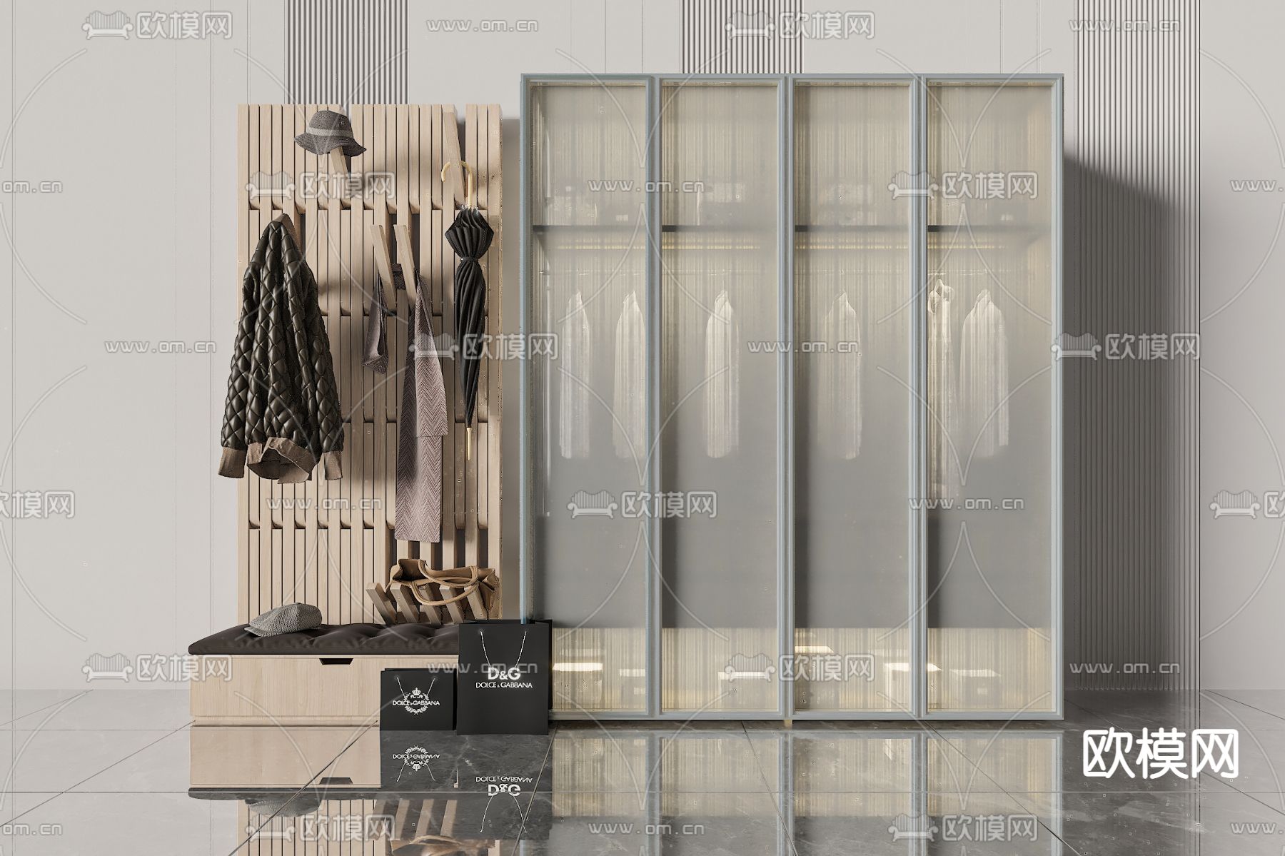 侘寂衣柜 衣橱3d模型下载