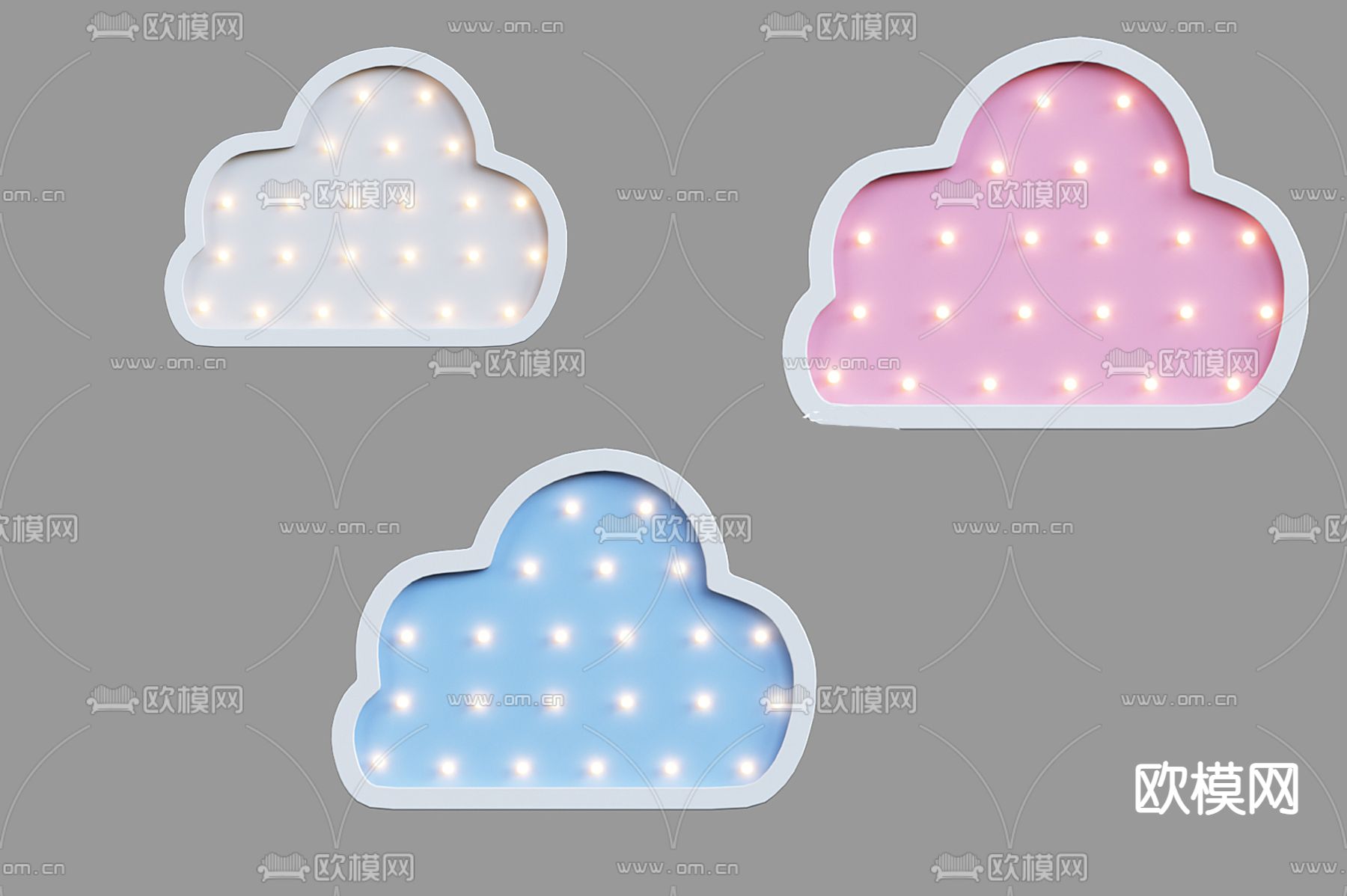 儿童云彩灯 白云壁灯3d模型下载