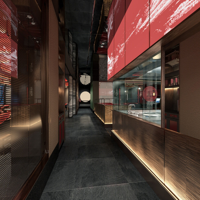  新中式中餐厅su模型 