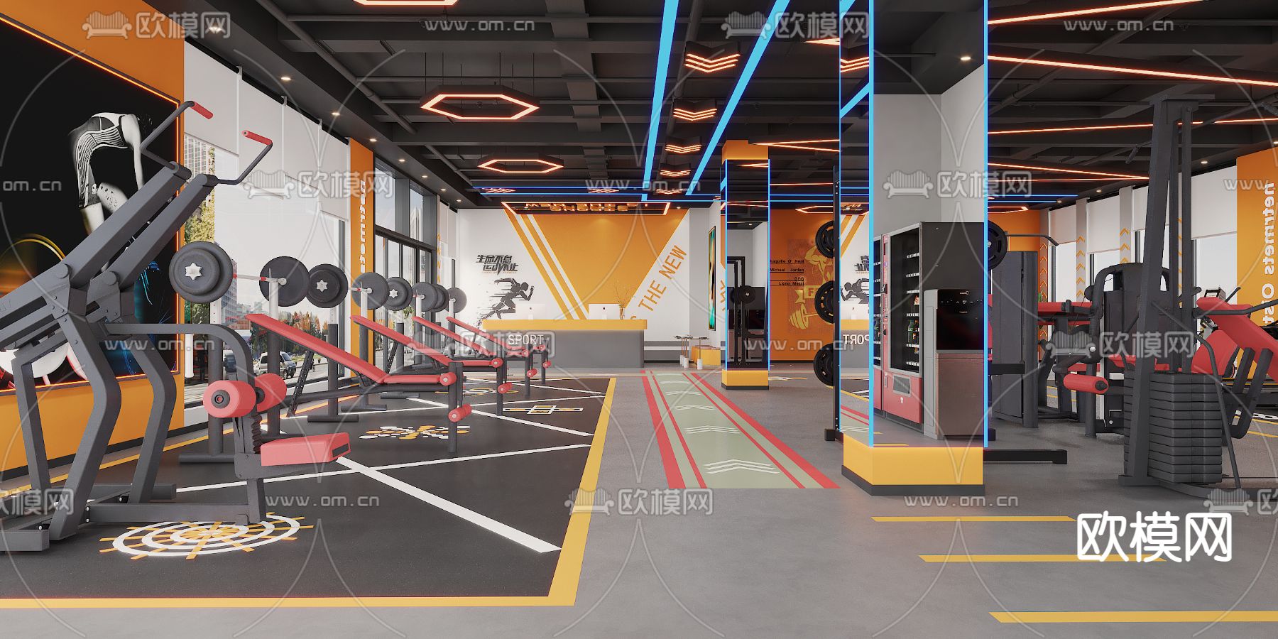 工业风健身房3d模型下载（渲染图5）