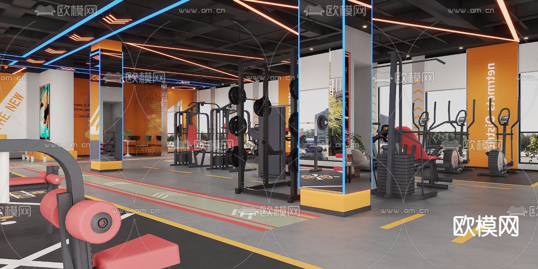 工业风健身房3d模型下载（渲染图4）