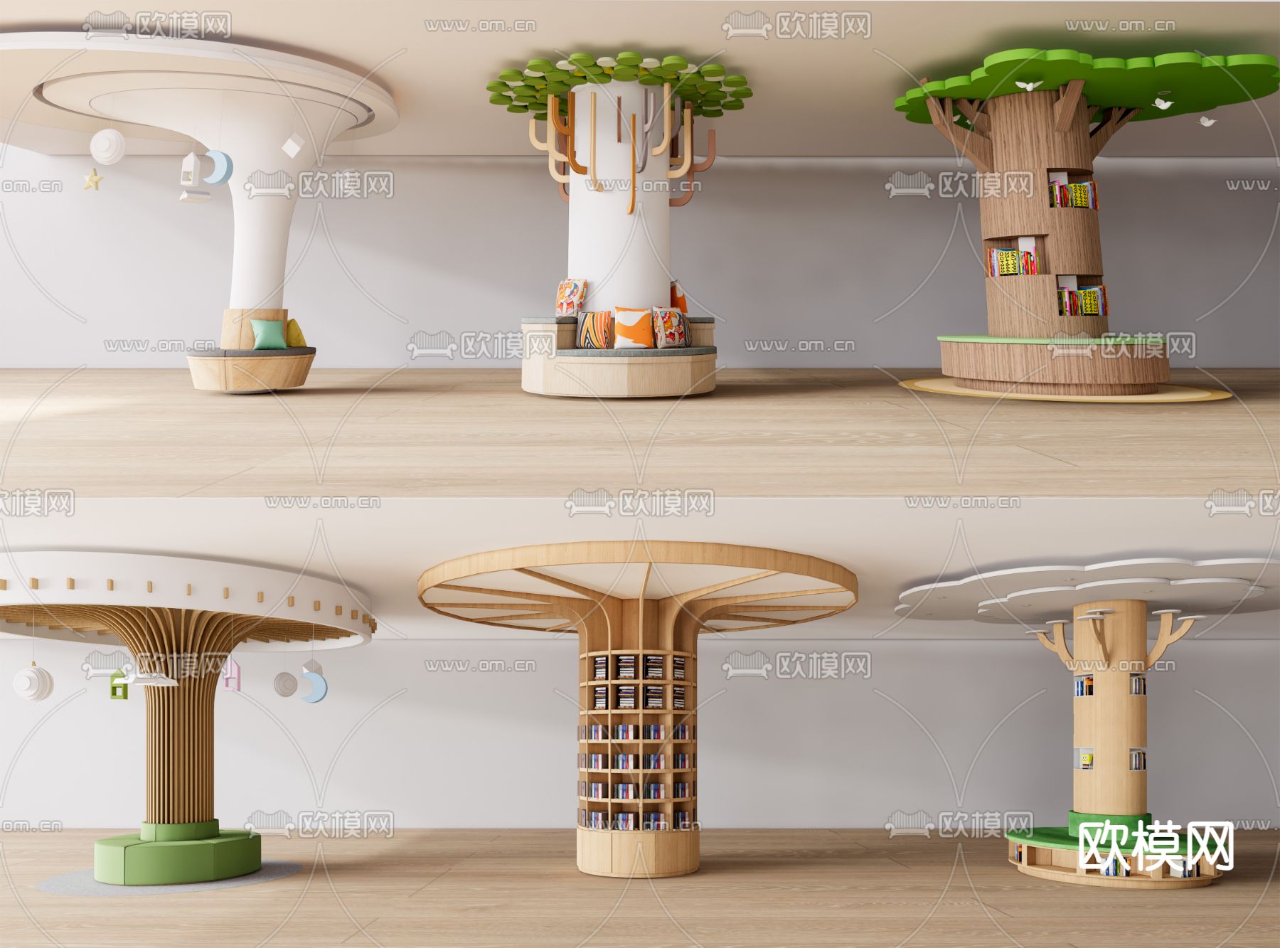 现代异形创意柱子su模型下载（渲染图1）