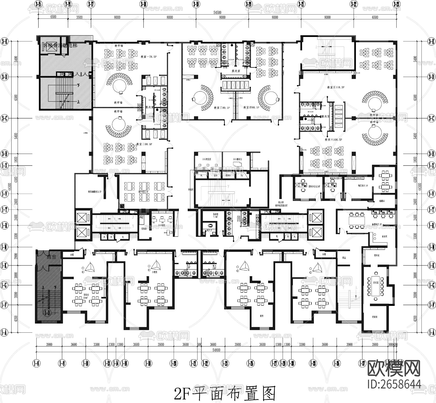 幼儿园平面CAD施工图下载（渲染图2）