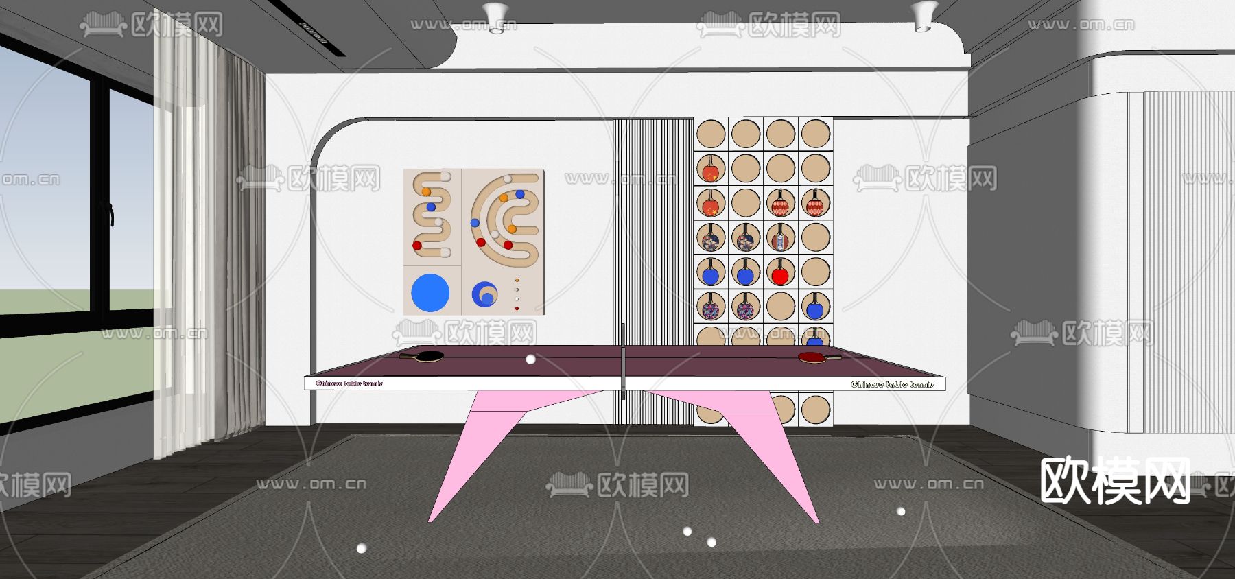 乒乓球桌su模型下载（渲染图3）