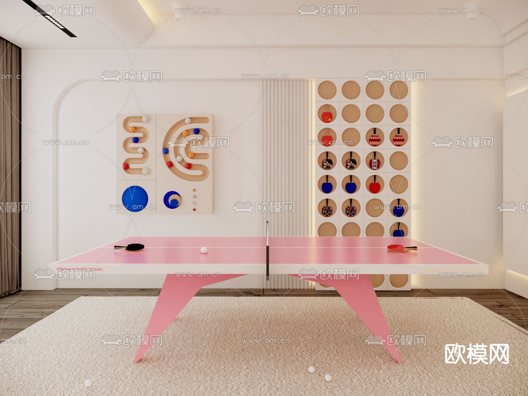 乒乓球桌su模型下载（渲染图2）