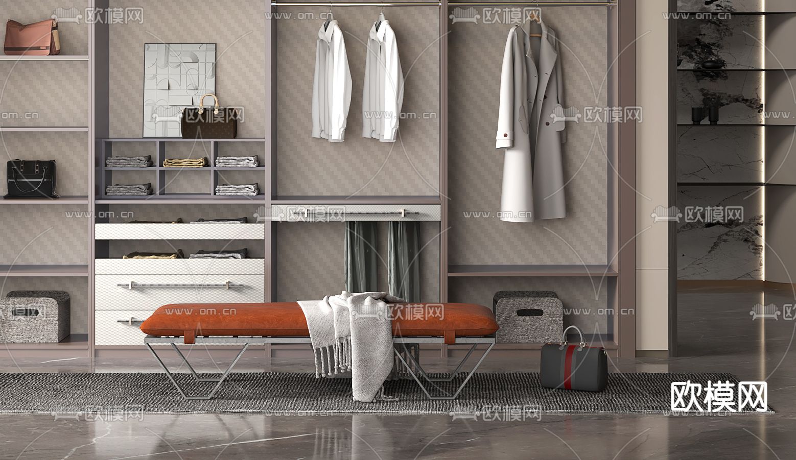 现代衣柜 衣橱3d模型下载（渲染图1）