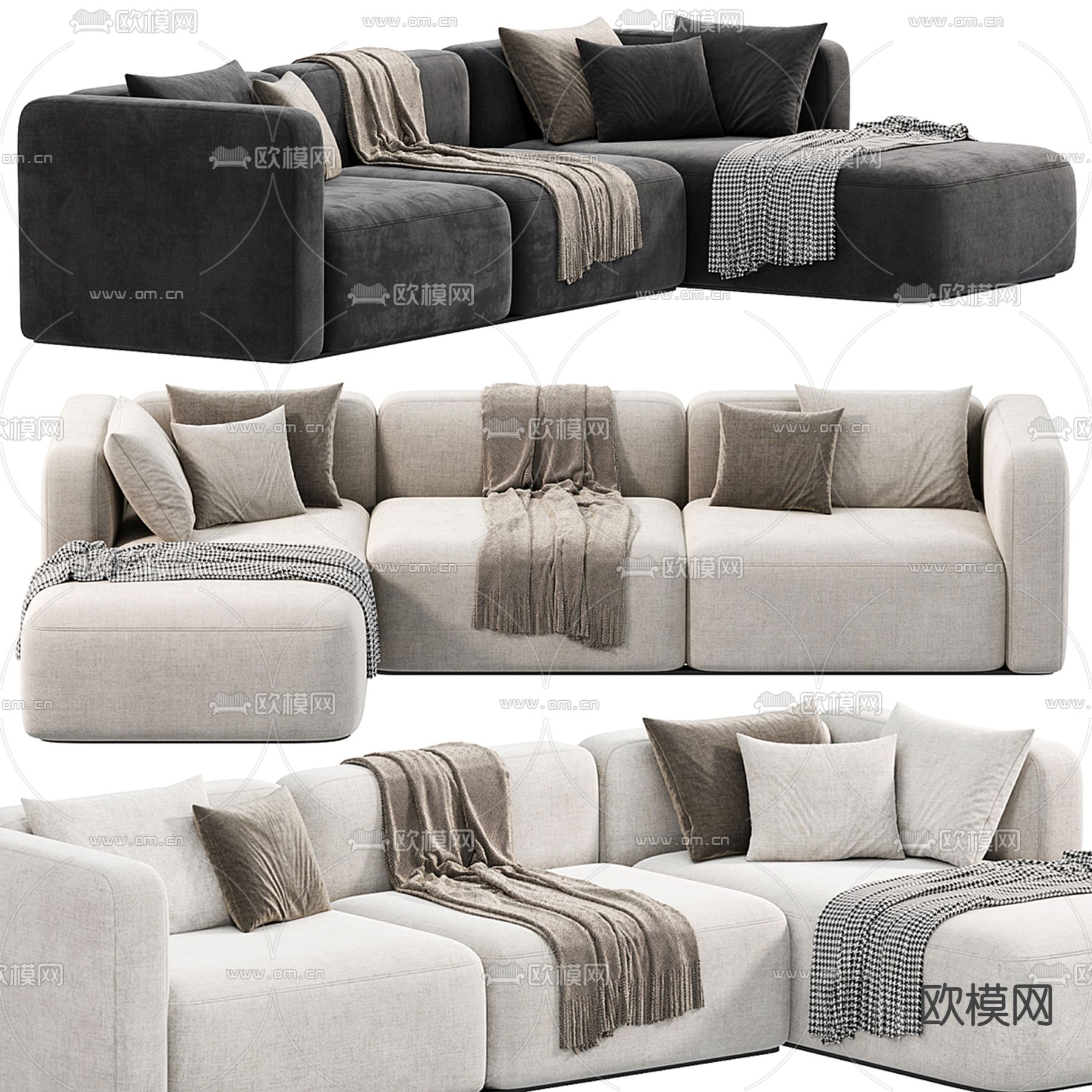 Poliform  转角沙发 多人沙发3d模型下载（渲染图2）