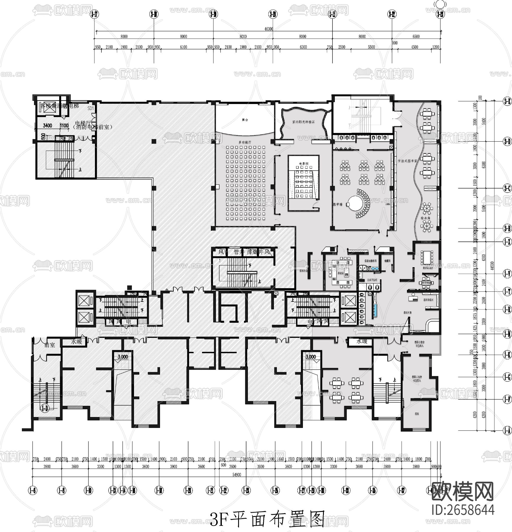 幼儿园平面CAD施工图下载（渲染图3）