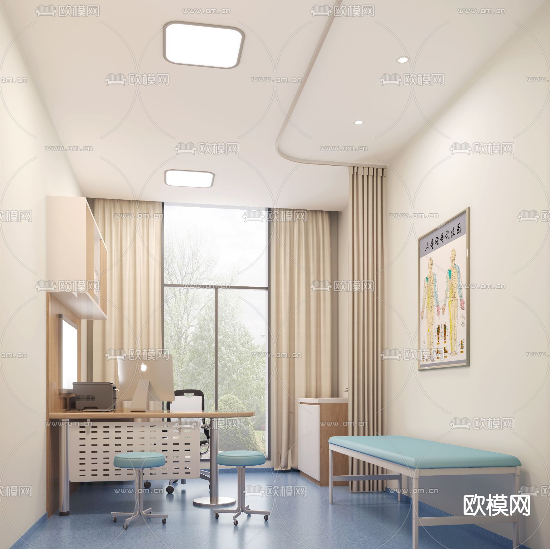 医院 病房3d模型下载（渲染图2）