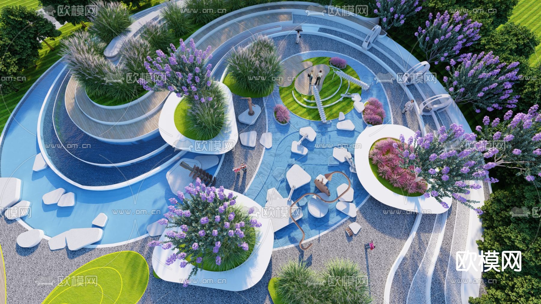 儿童乐园  游乐器材su模型下载（渲染图1）