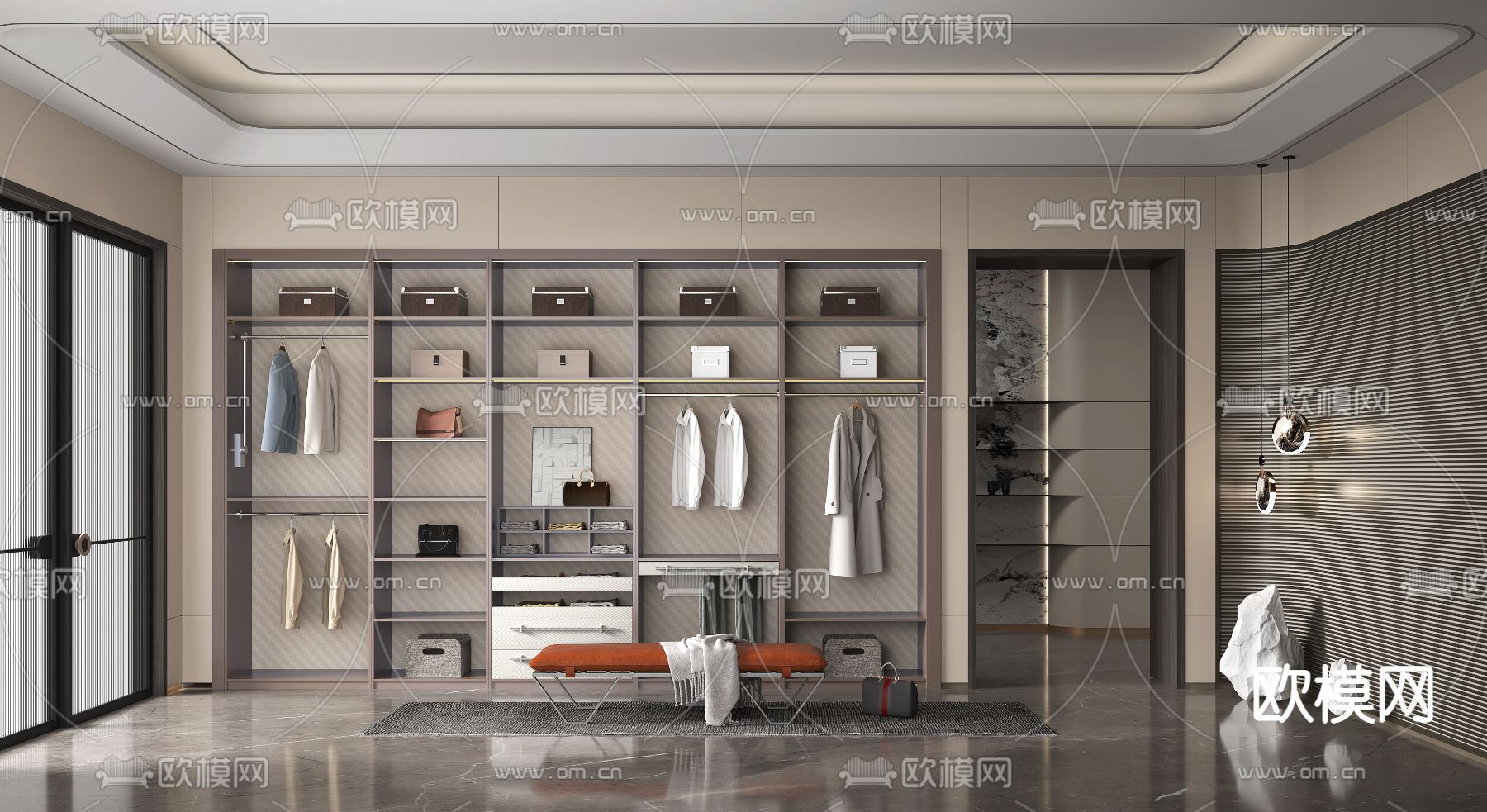 现代衣柜 衣橱3d模型下载（渲染图2）