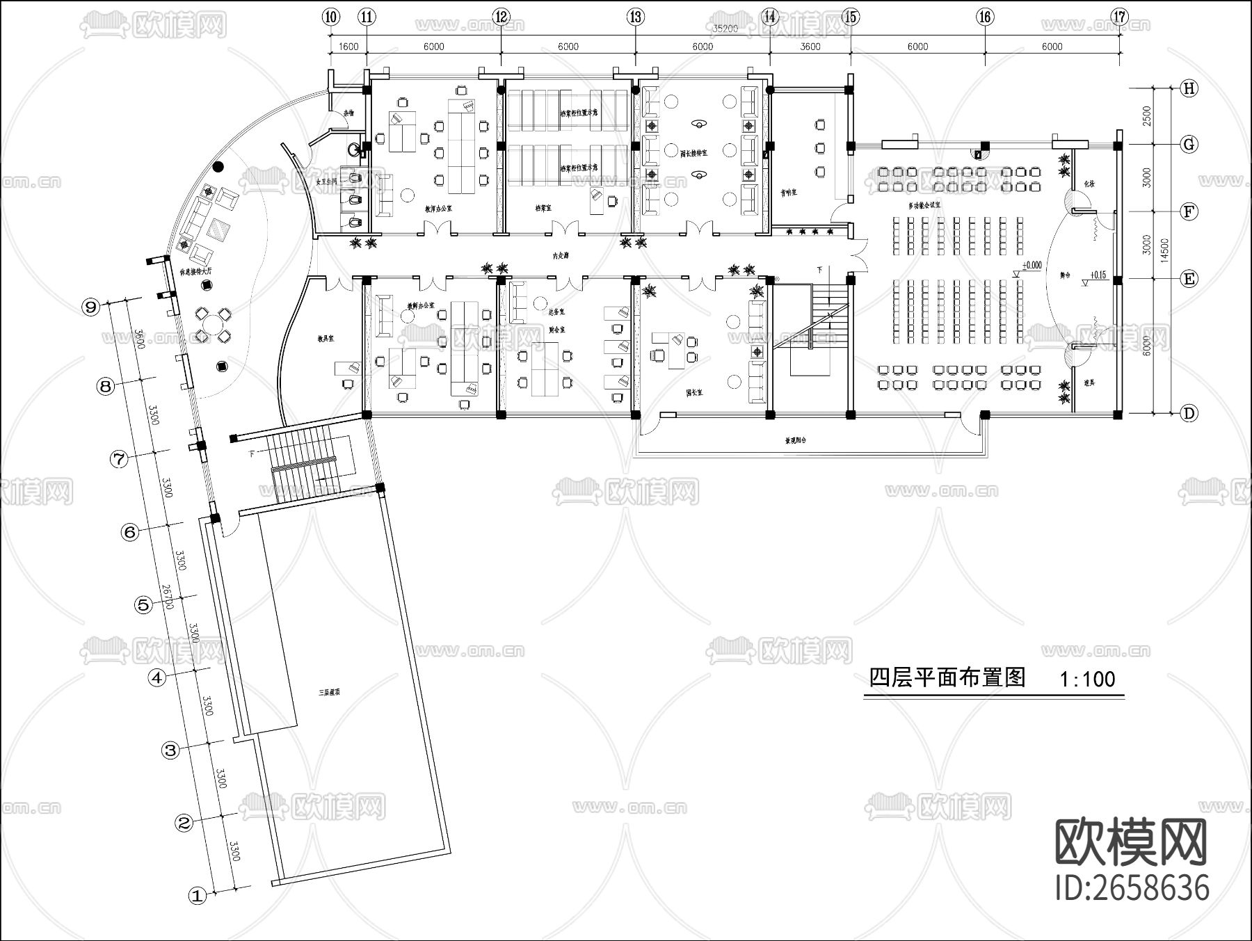 幼儿园平面CAD施工图下载（渲染图8）