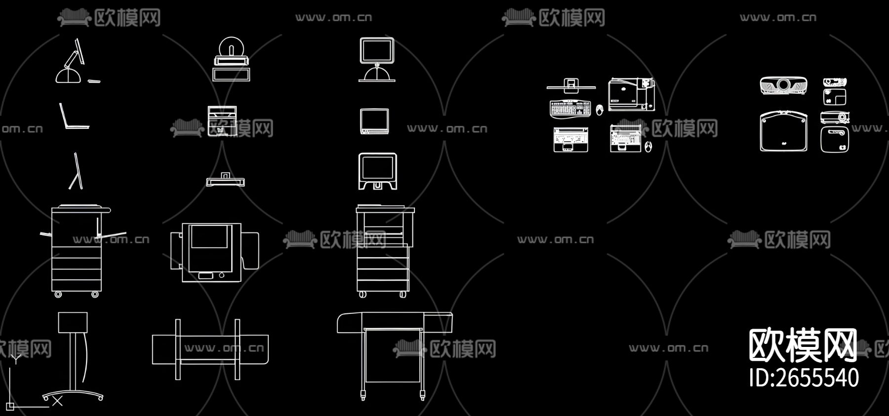 办公设备CAD图库下载（渲染图4）