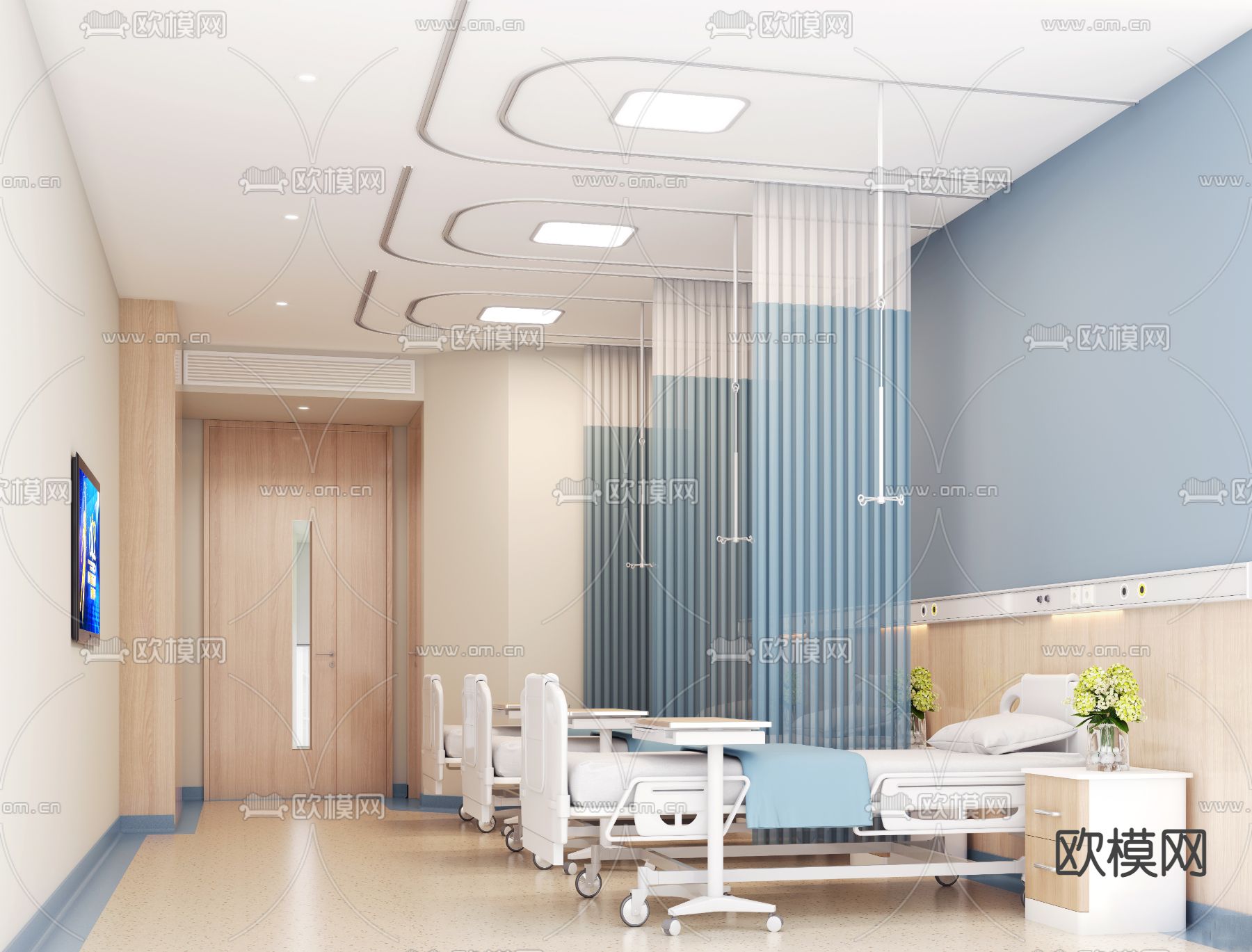医院 病房3d模型下载（渲染图1）