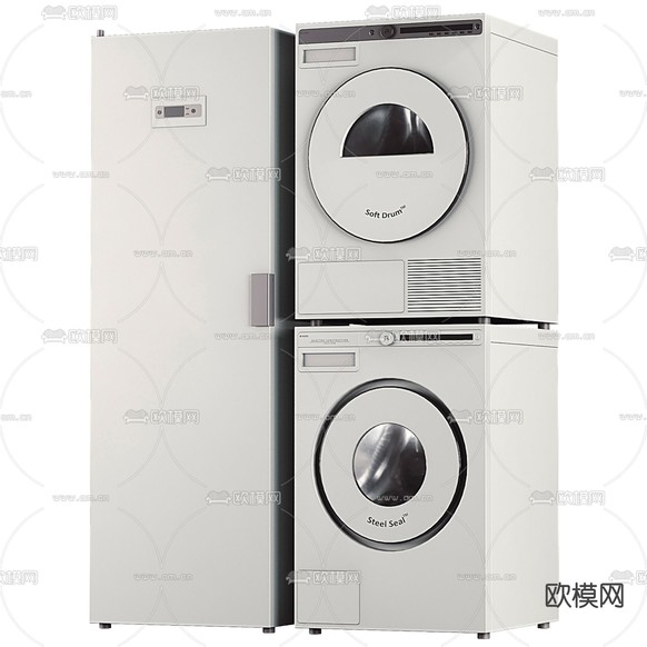洗衣机 烘干机3d模型下载(渲染图1)