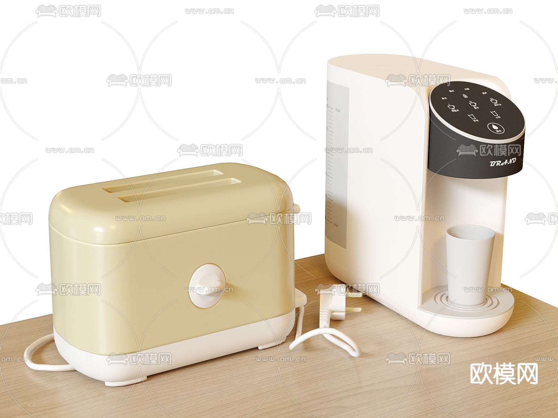 奶油风咖啡机 面包机3d模型下载