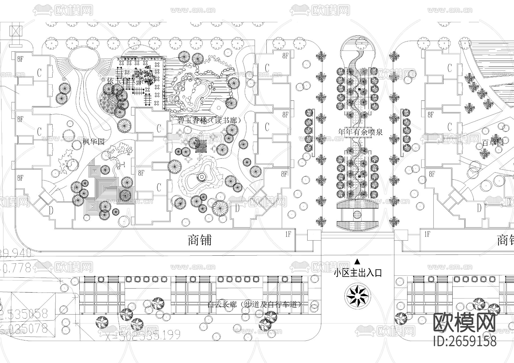 小区规划CAD施工图下载（渲染图4）